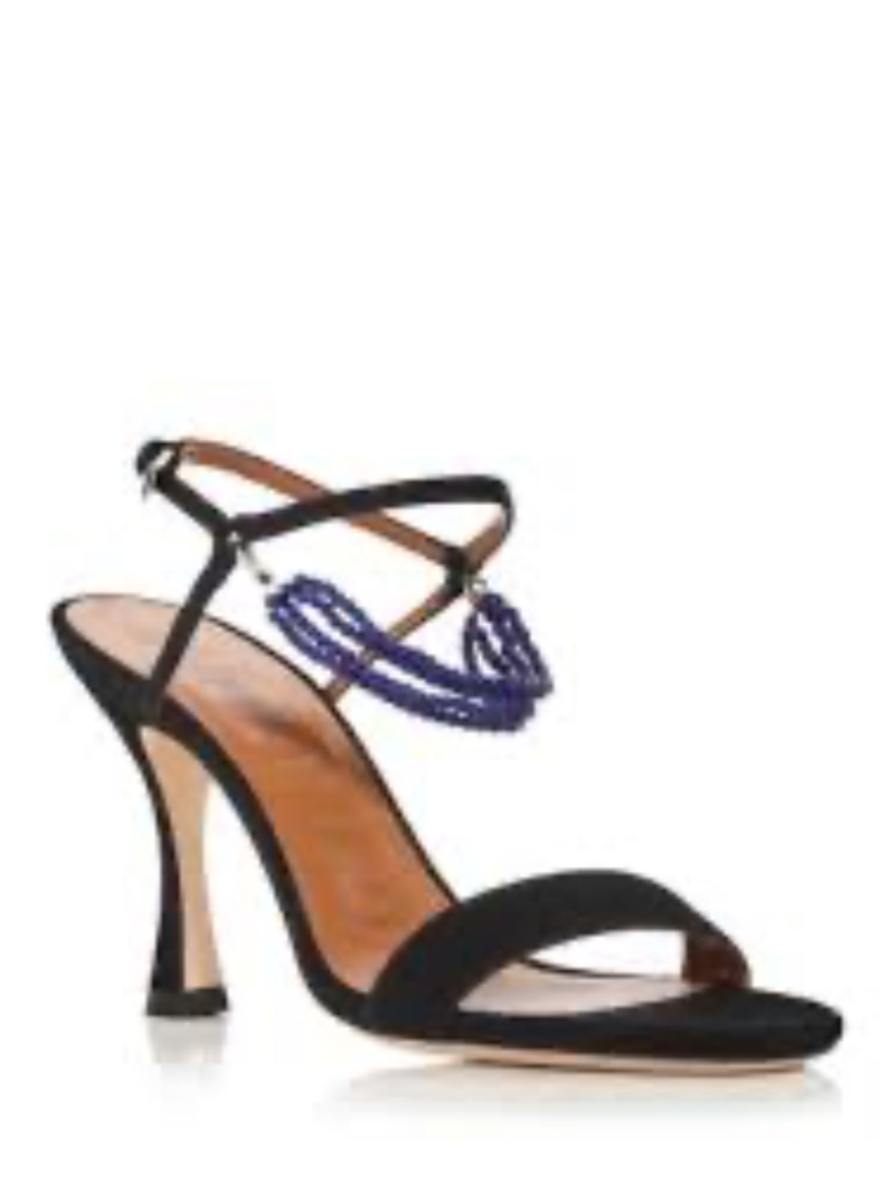 Staud Petra Embellished Black Suede Slingback Sandals Black US7.5/EU38